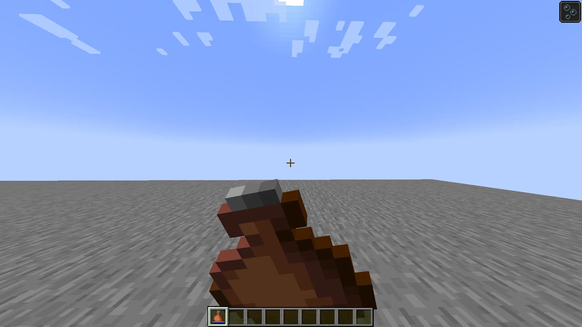 Персонаж пьет из фляги в Minecraft