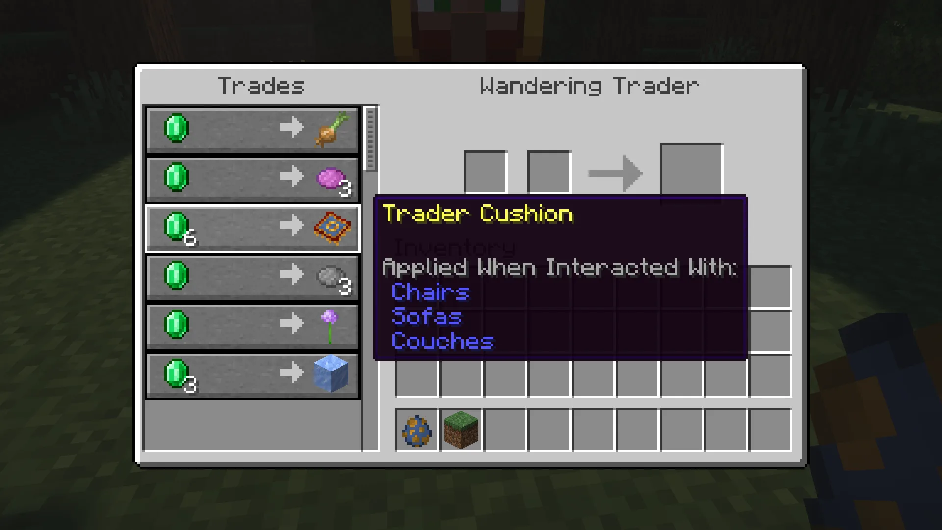 Игрок получает редкую подушку у странствующего торговца в проекте Lucky's Cozy Home: Refurnished.