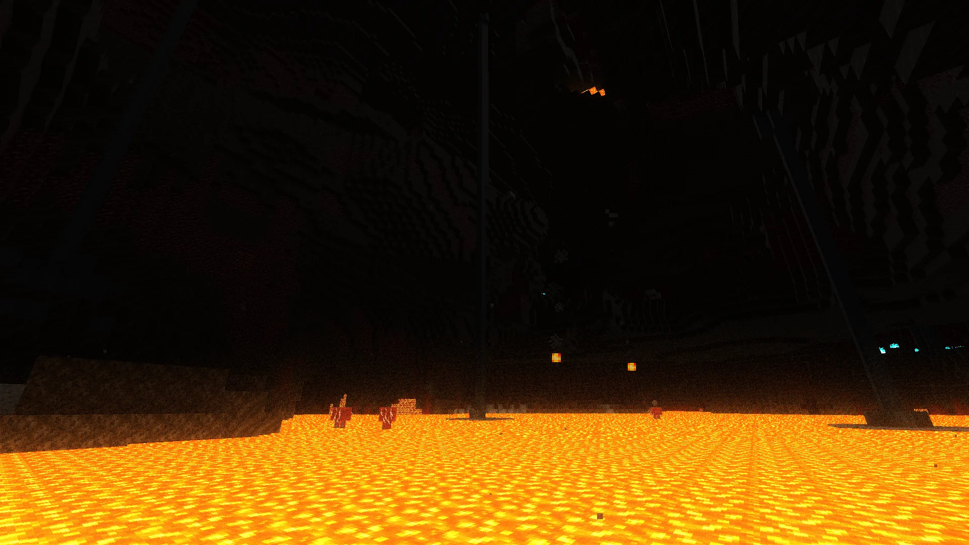 Нетер в Minecraft с низким уровнем освещенности.