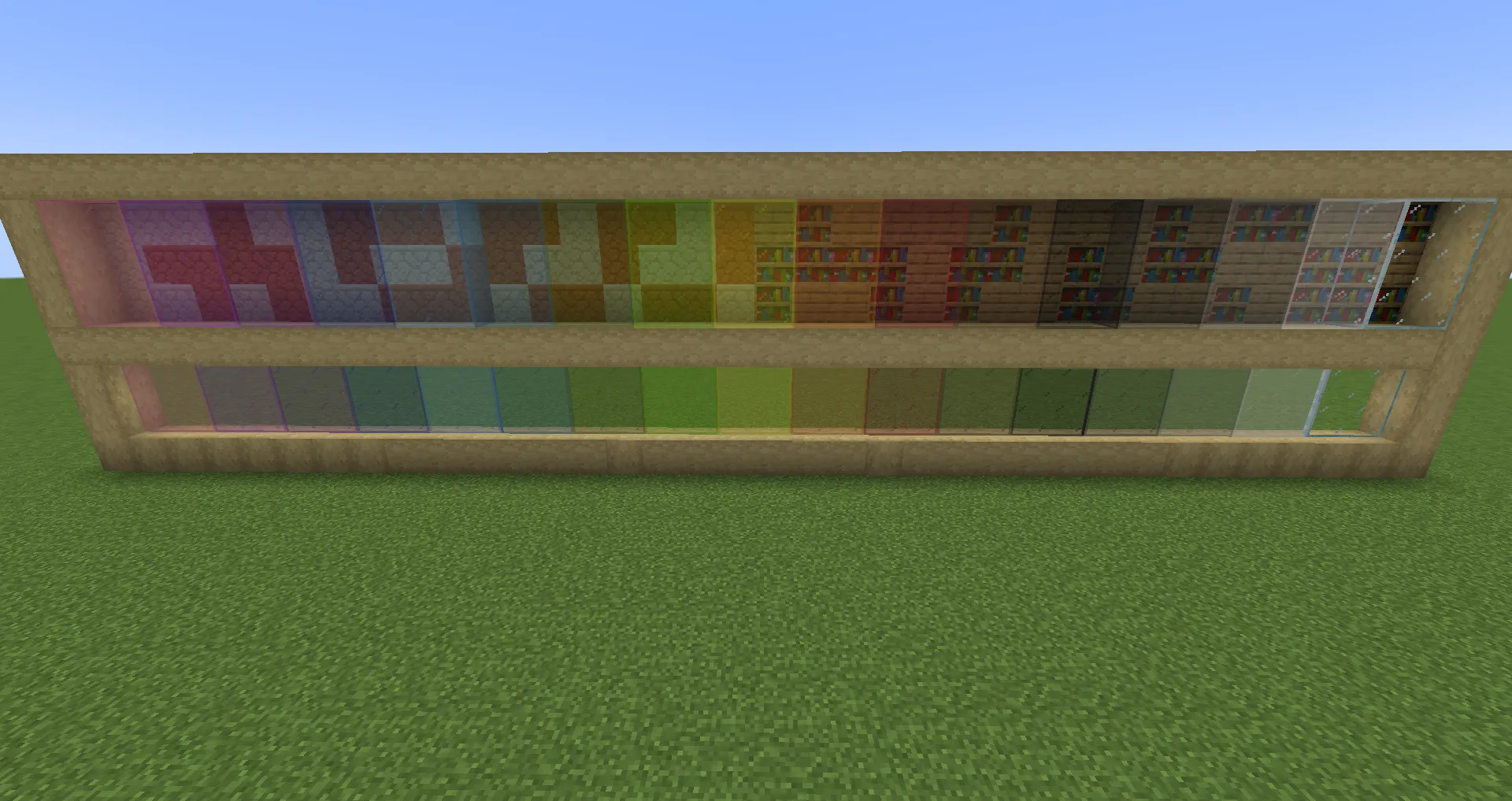 Скриншот с демонстрацией функций текстурпака Midnighttigger's Default Connected Textures.