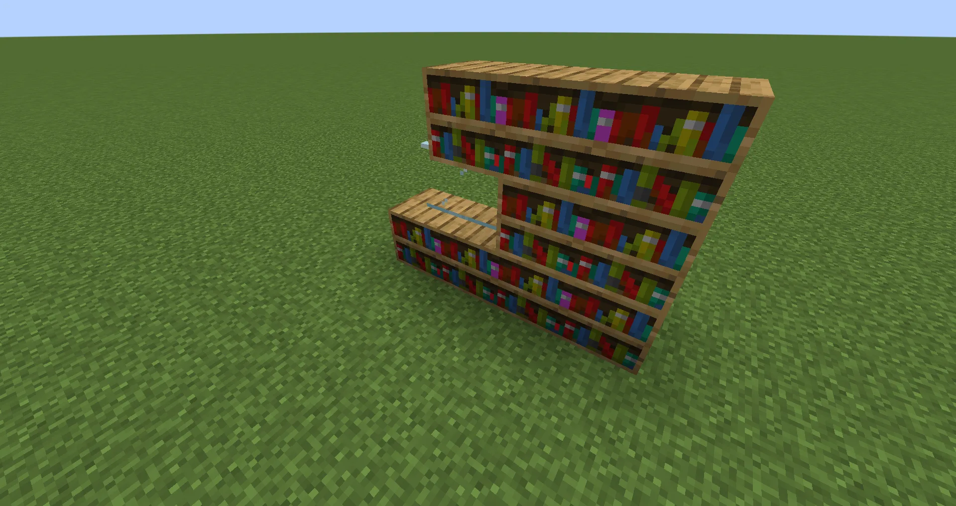 Соединенные текстуры книжных полок в Minecraft.