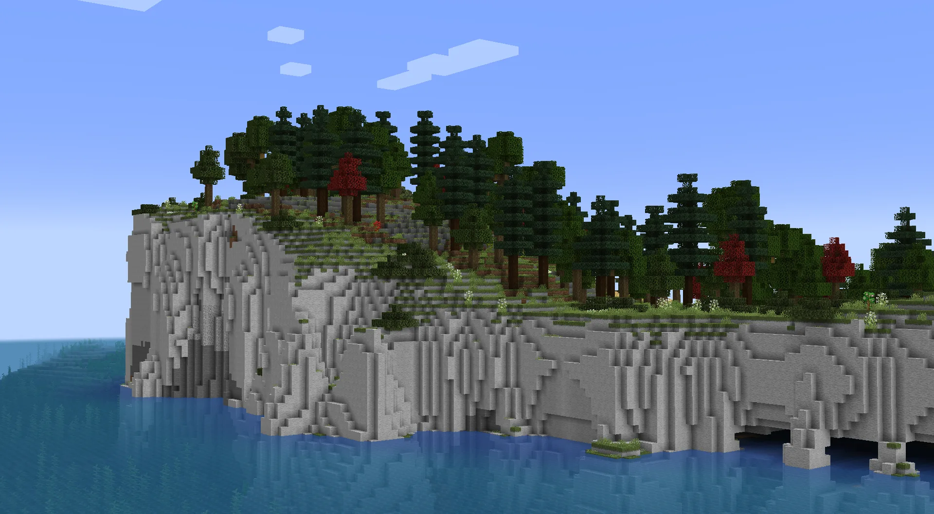 Высокие меловые скалы в биоме из мода Regions Unexplored.