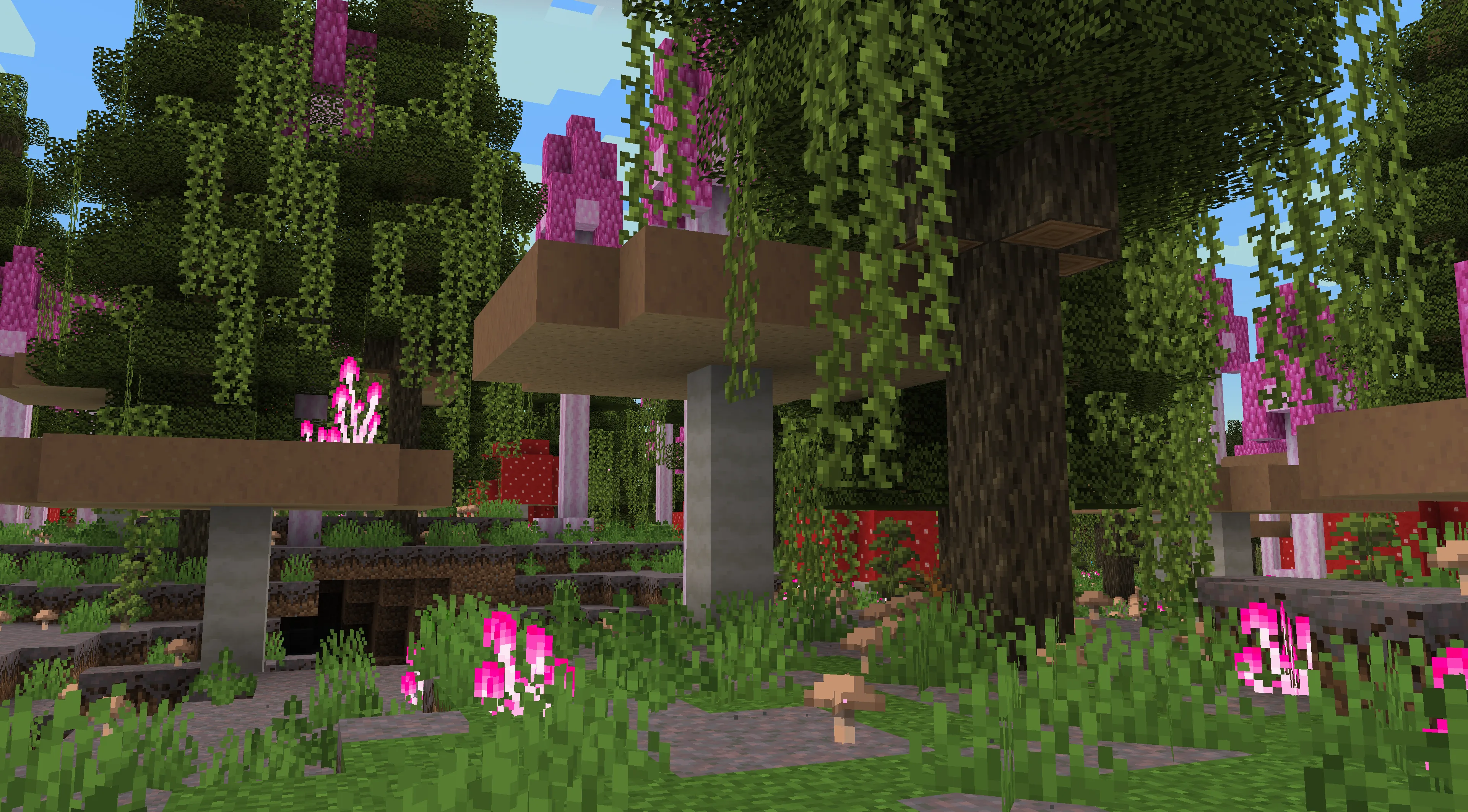 Биом Fungal Fen из мода Regions Unexplored в Minecraft.