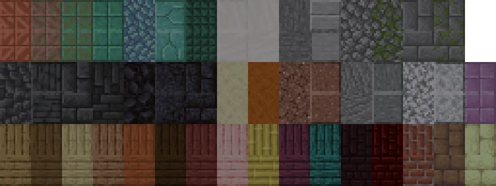 Различные варианты полублоков из проекта Different Double Slabs, повернутые на 90 градусов.