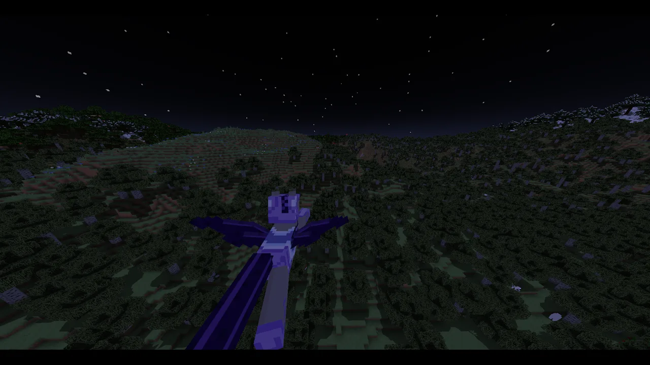 Скриншот из мода Pony Origins: ночной полет персонажа-фестрала.