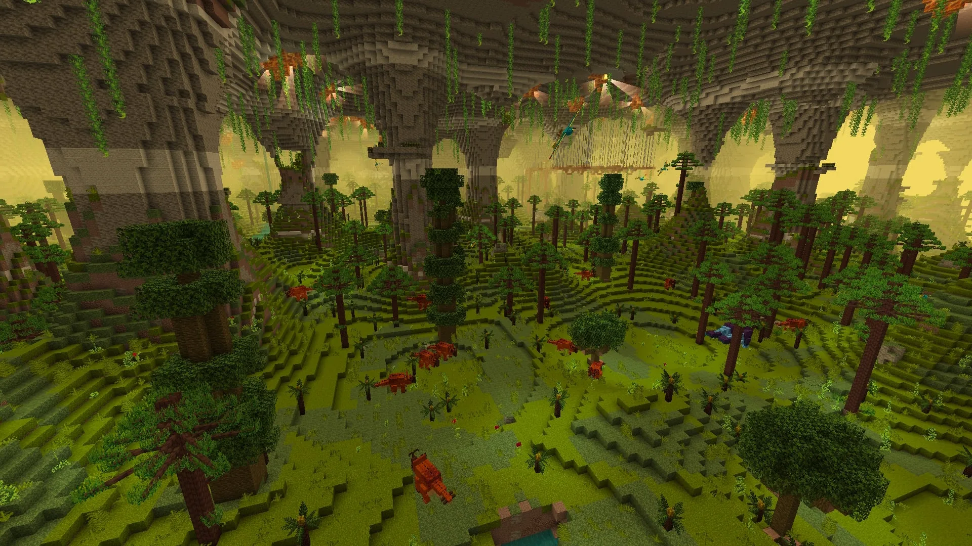 Пещера с пышной растительностью и доисторическими растениями из мода Alex's Caves.