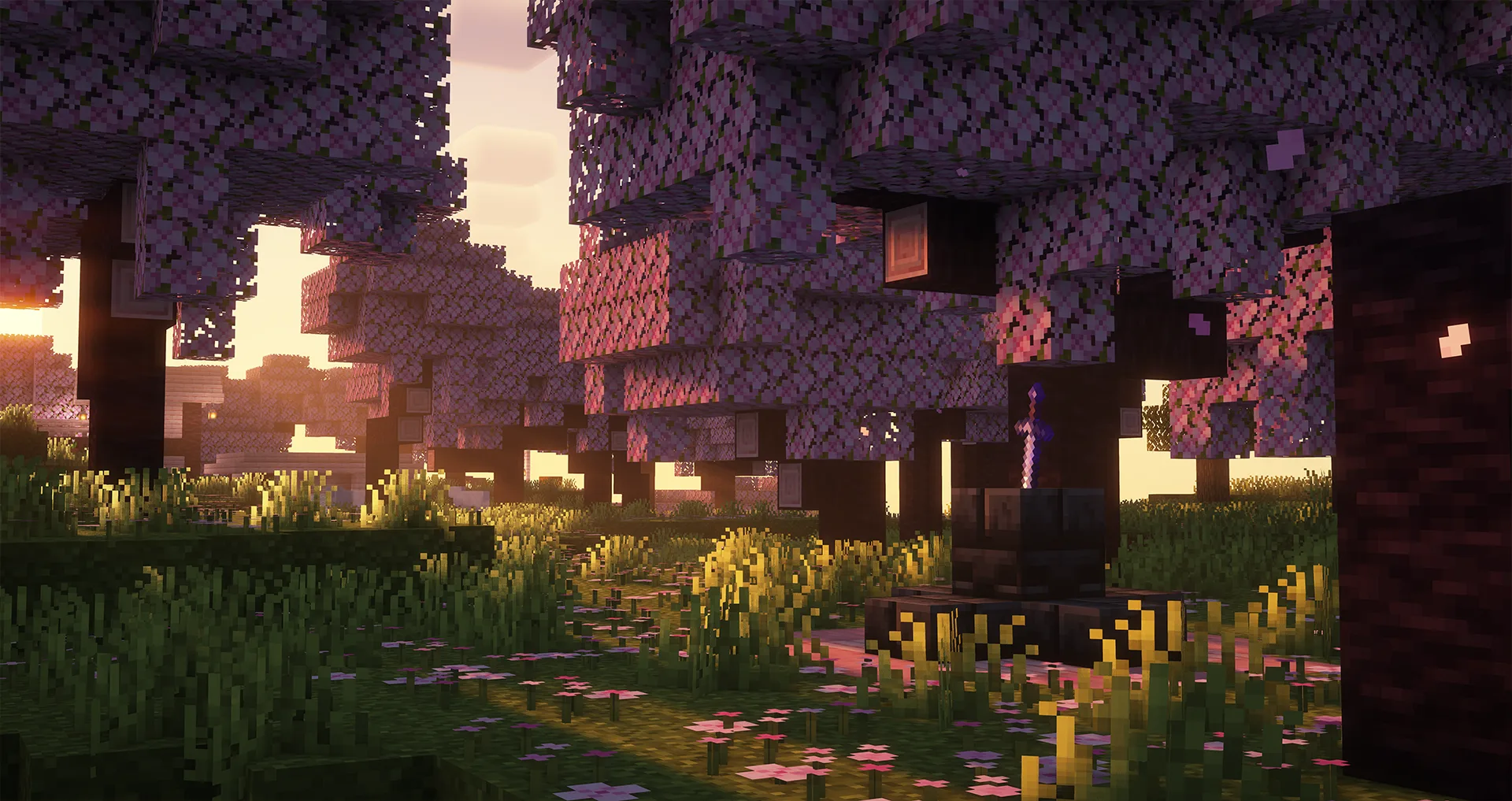 Меч Blossom Blade в стилистике Minecraft.