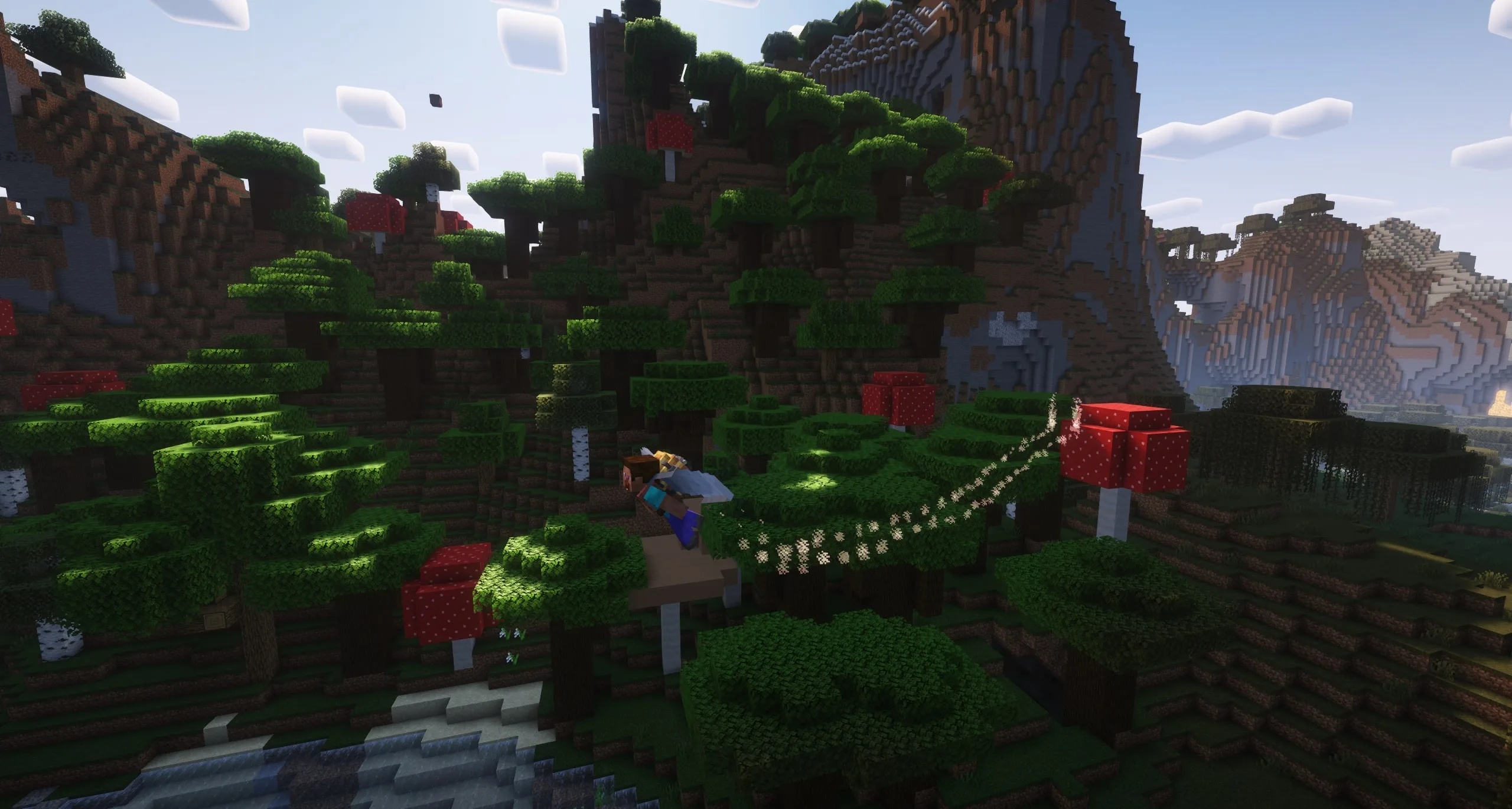 Персонаж с джетпаком из мода Create и надетыми элитрами.