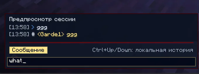 Ввод сообщения в интерфейсе мода Custom Chat