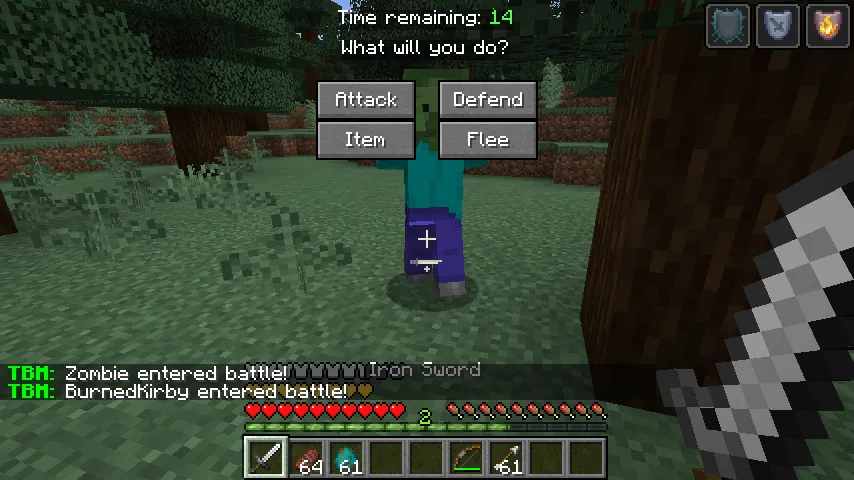 Главное меню пошагового боя в моде TurnBasedMC