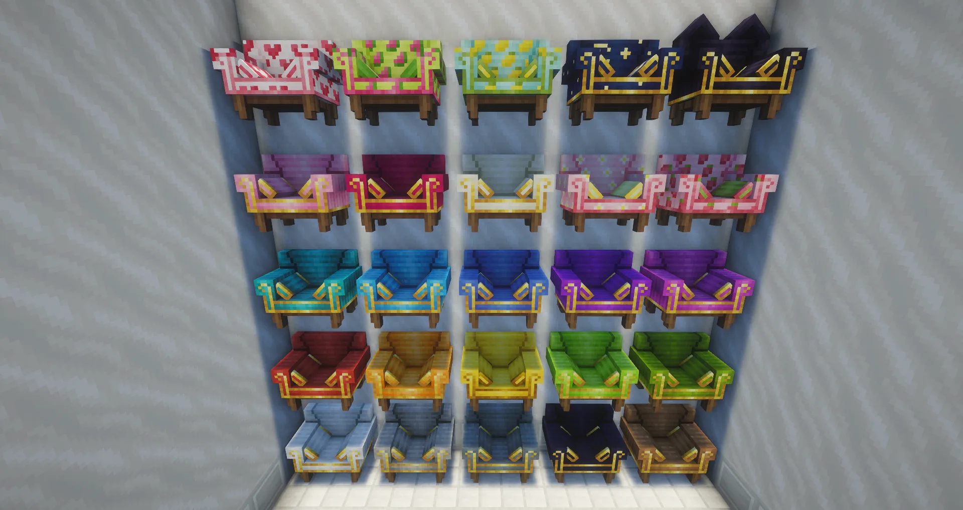 Два кресла в интерьере Minecraft.