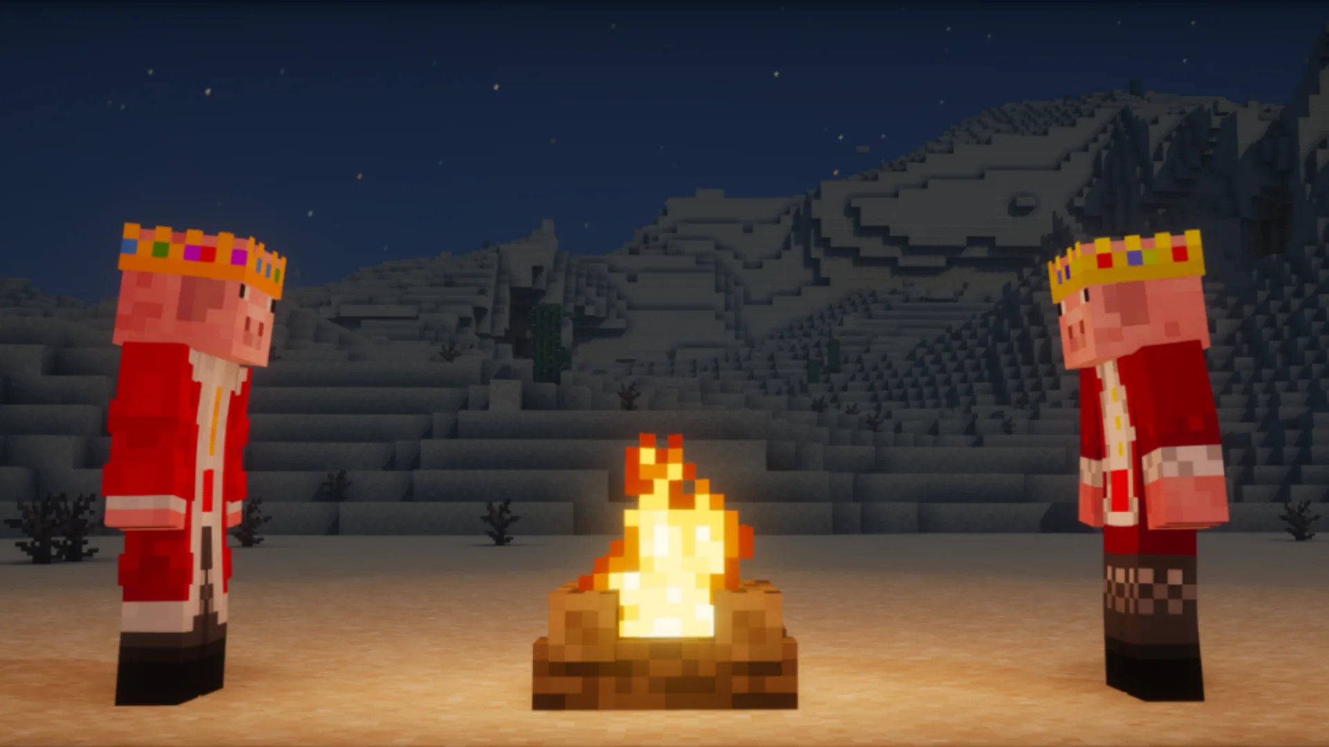 Ресурс-пак Technoblade Everyone: Стив и Алекс в образе Техноблейда.