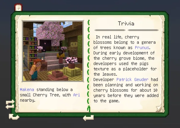 Страница с информацией о вишневом дереве в книге Knowlogy Book.