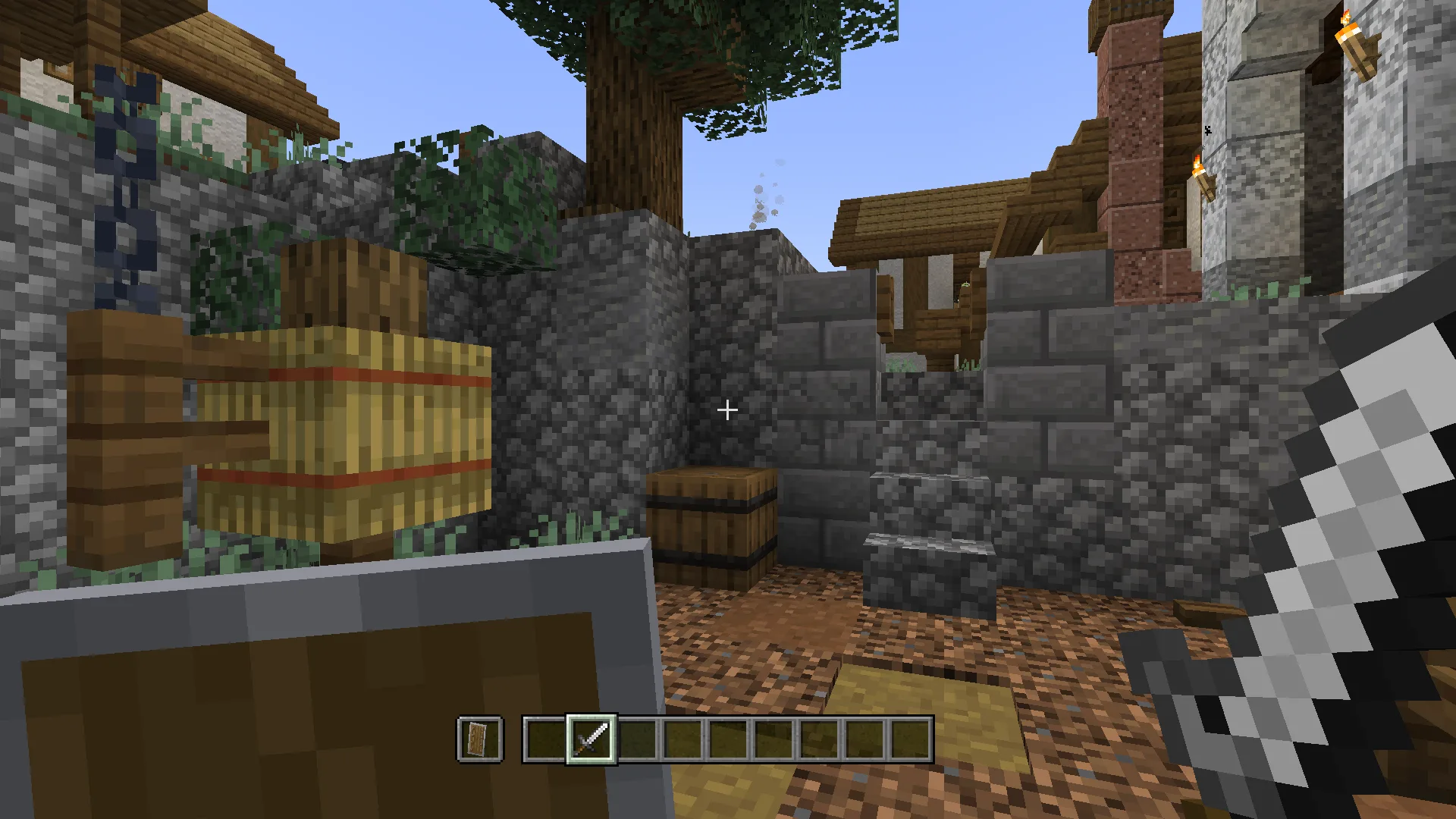 Персонаж неправильно держит щит в Minecraft.