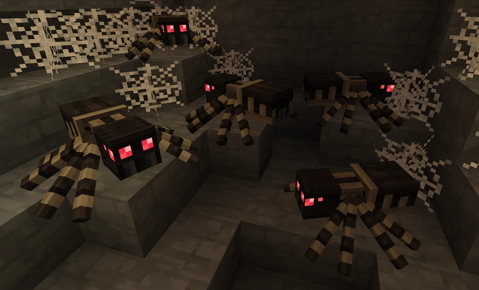 Пауки с новыми текстурами в пещере