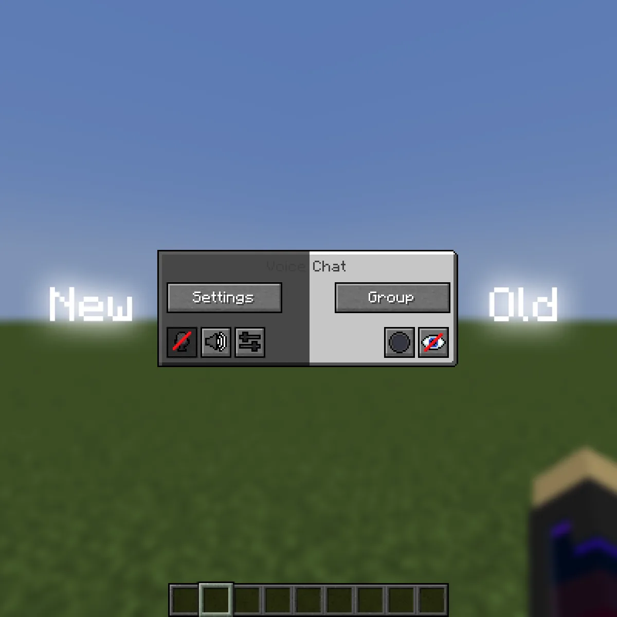 Главное меню с активированным темным режимом модификации Voice Chat.