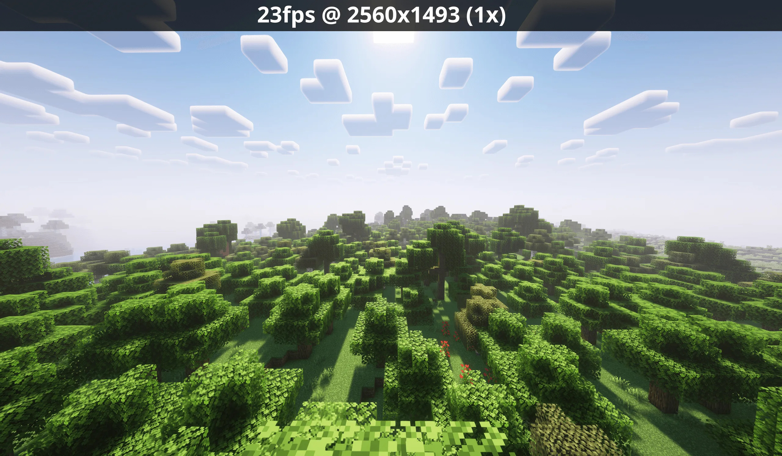 Скриншот с демонстрацией стандартного масштабирования рендера в Minecraft.