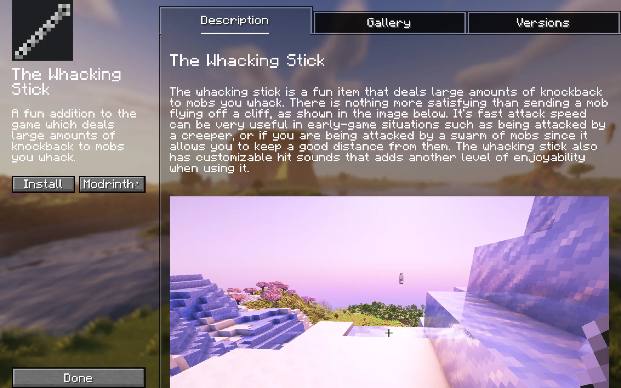 Экран с информацией о проекте в Easy Install