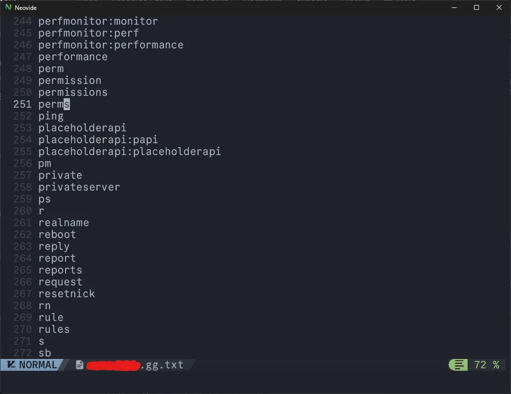 Текстовый файл с выгруженными командами мода Command Dumper.