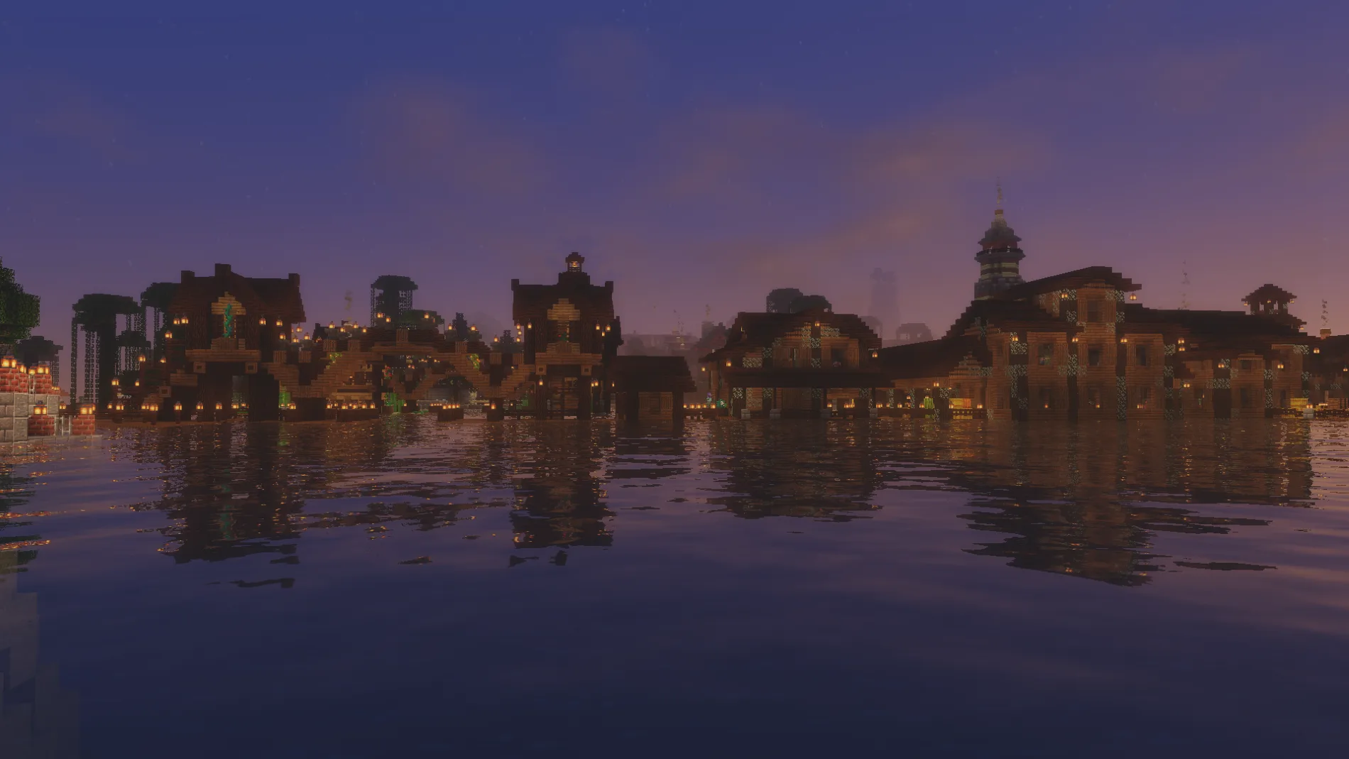 Рассвет с шейдерами Luxora Shaders в Minecraft