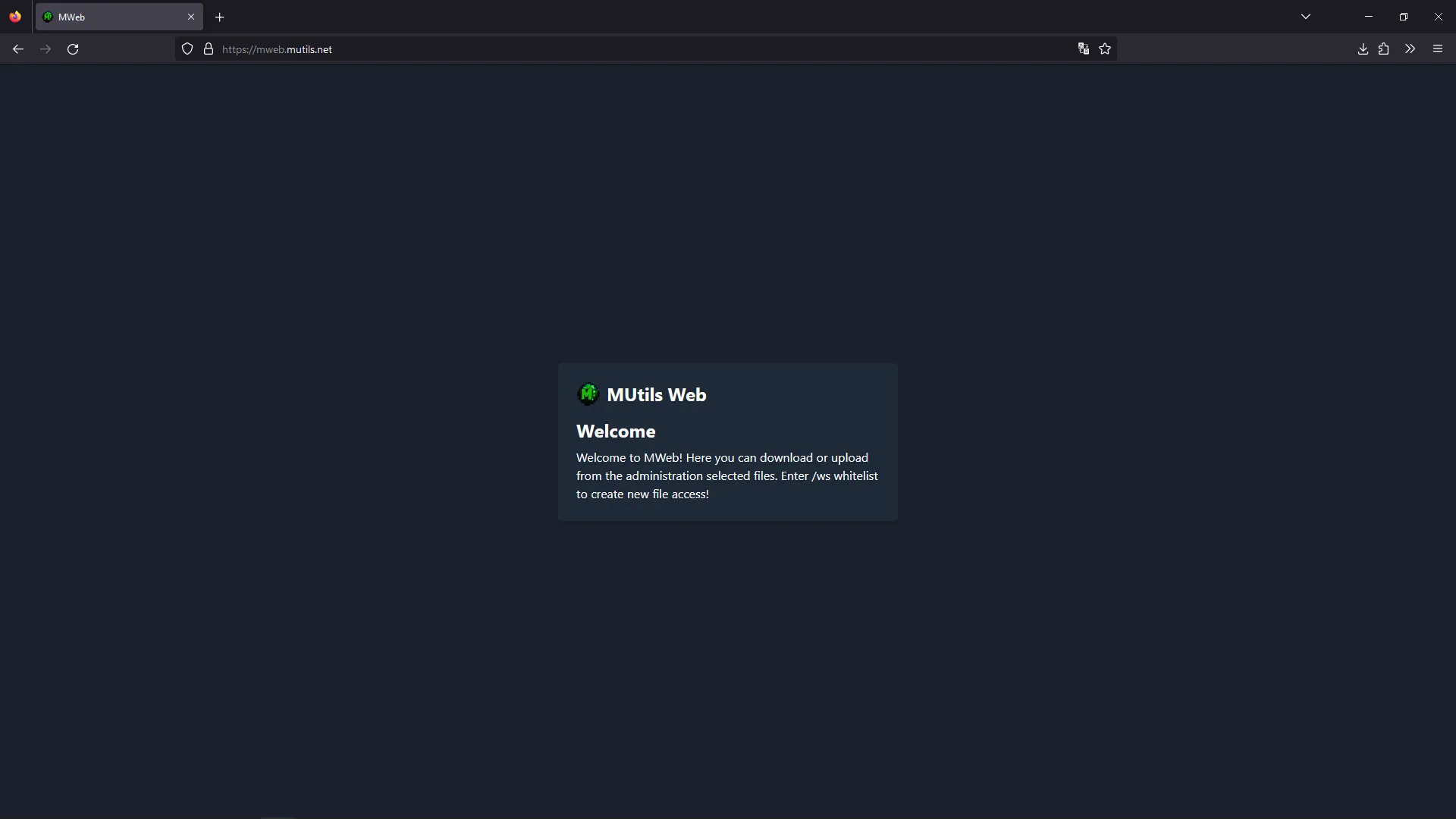 Главная страница веб-интерфейса MWeb