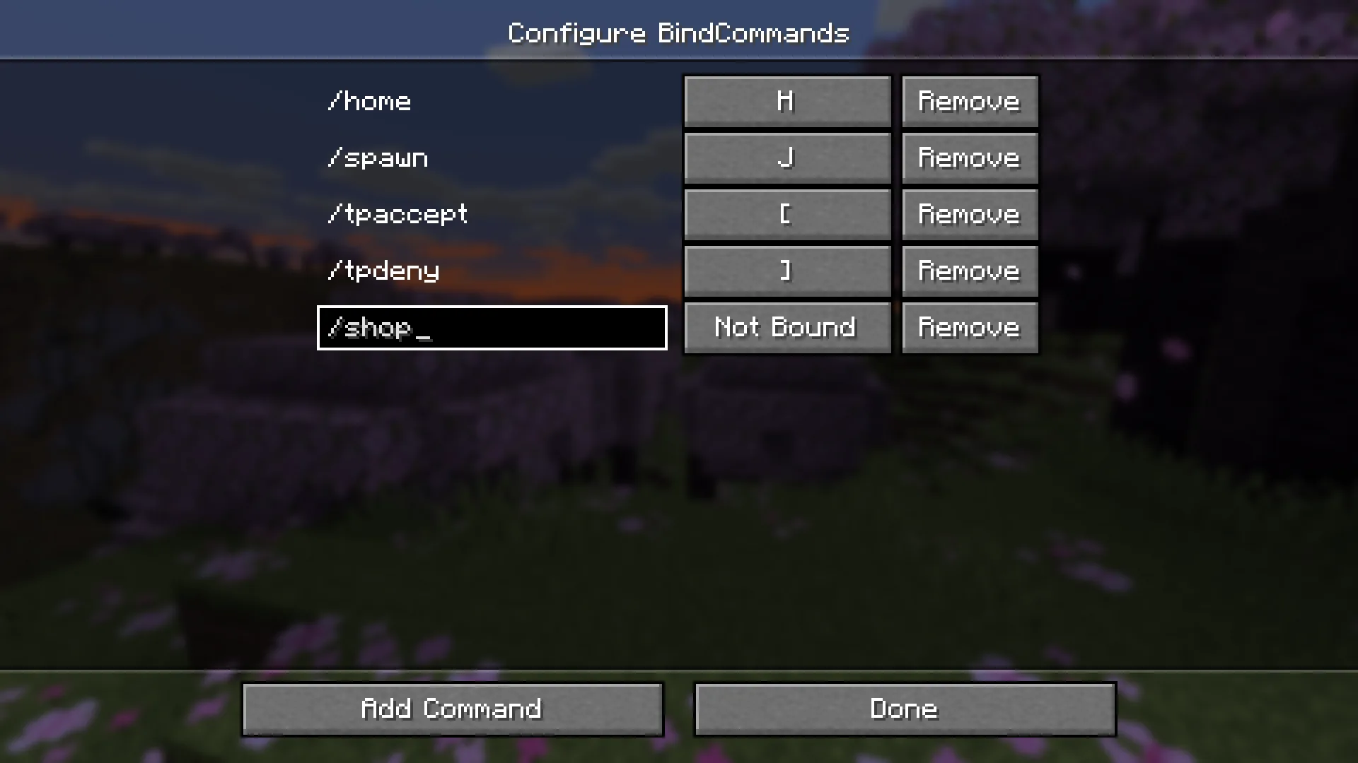 Configuration menu 1.20.5