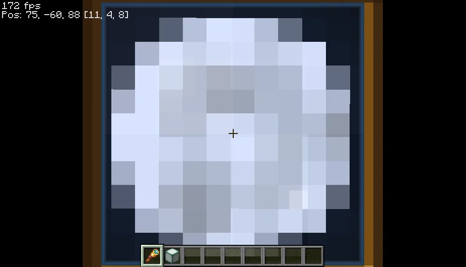 Вид на луну через подзорную трубу из мода See Through Lava And Water (версия 1).