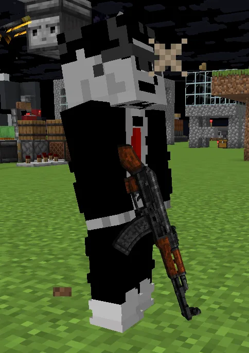 Вид от первого лица на модель АК-47 в Minecraft