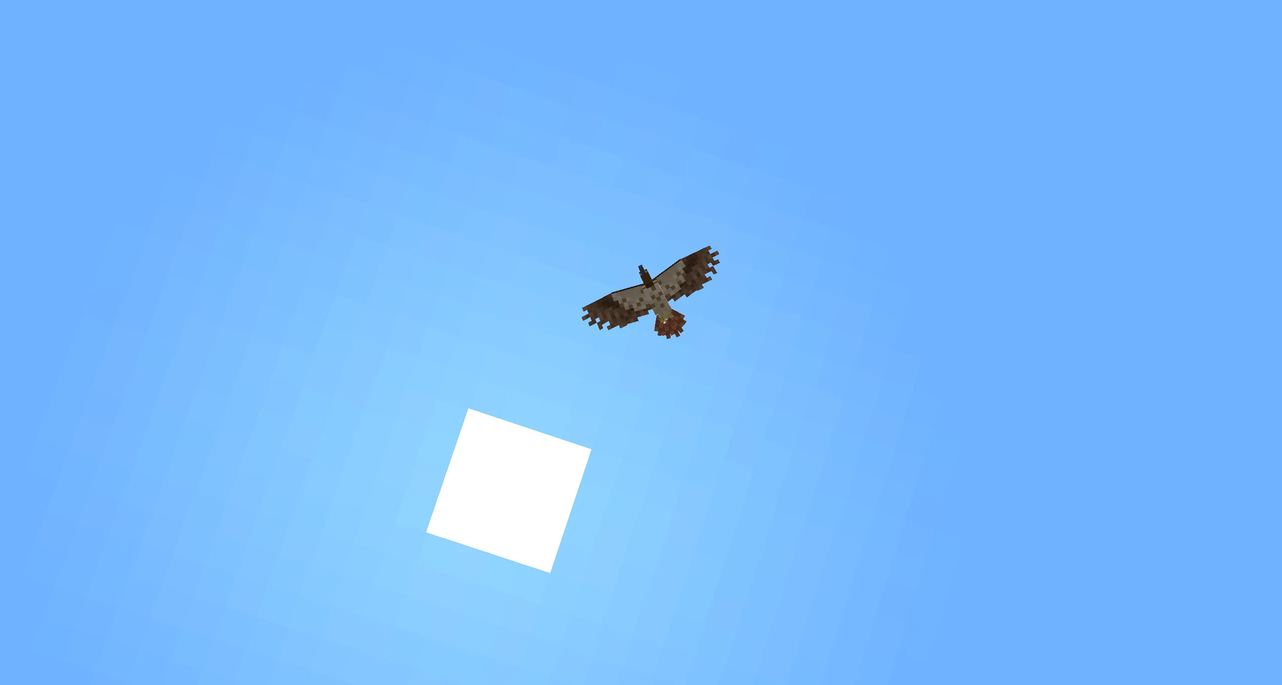 Крупный план краснохвостого сарыча в Minecraft.