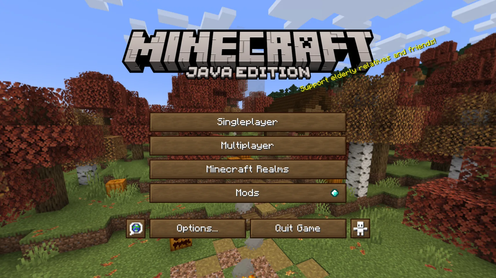 Главное меню игры с осенним оформлением в стиле Default-Style Fall Pack.