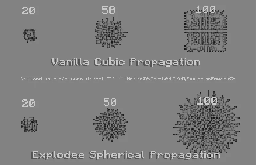 Сравнение компактного взрыва файербола в моде Explodee и ванильной версии