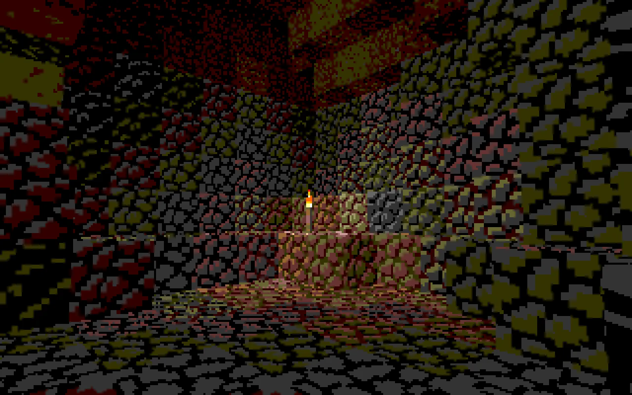 Освещение в пещере в шейдер-паке Mode 13h: MS-DOSify!