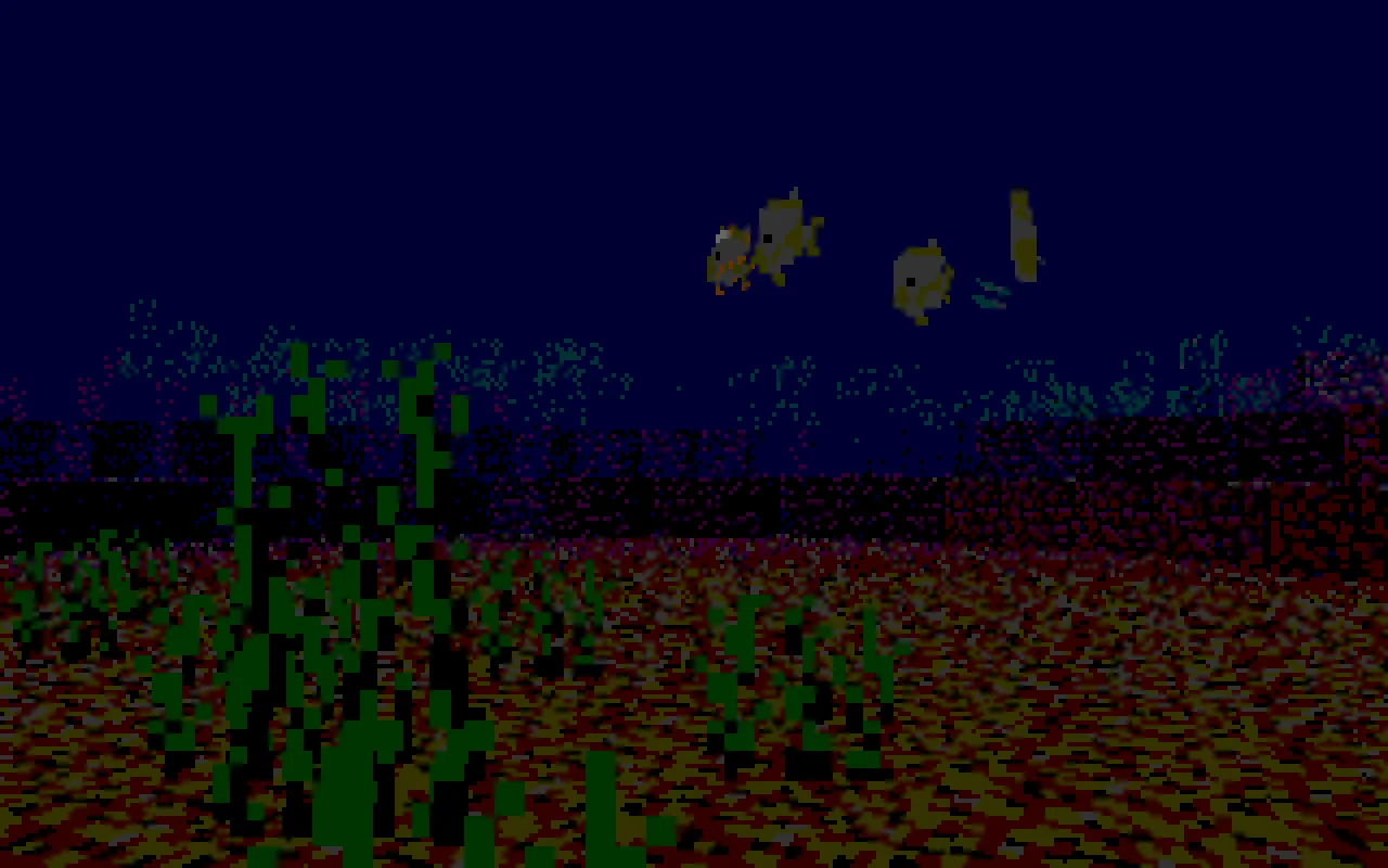 Подводный вид в шейдер-паке Mode 13h: MS-DOSify!