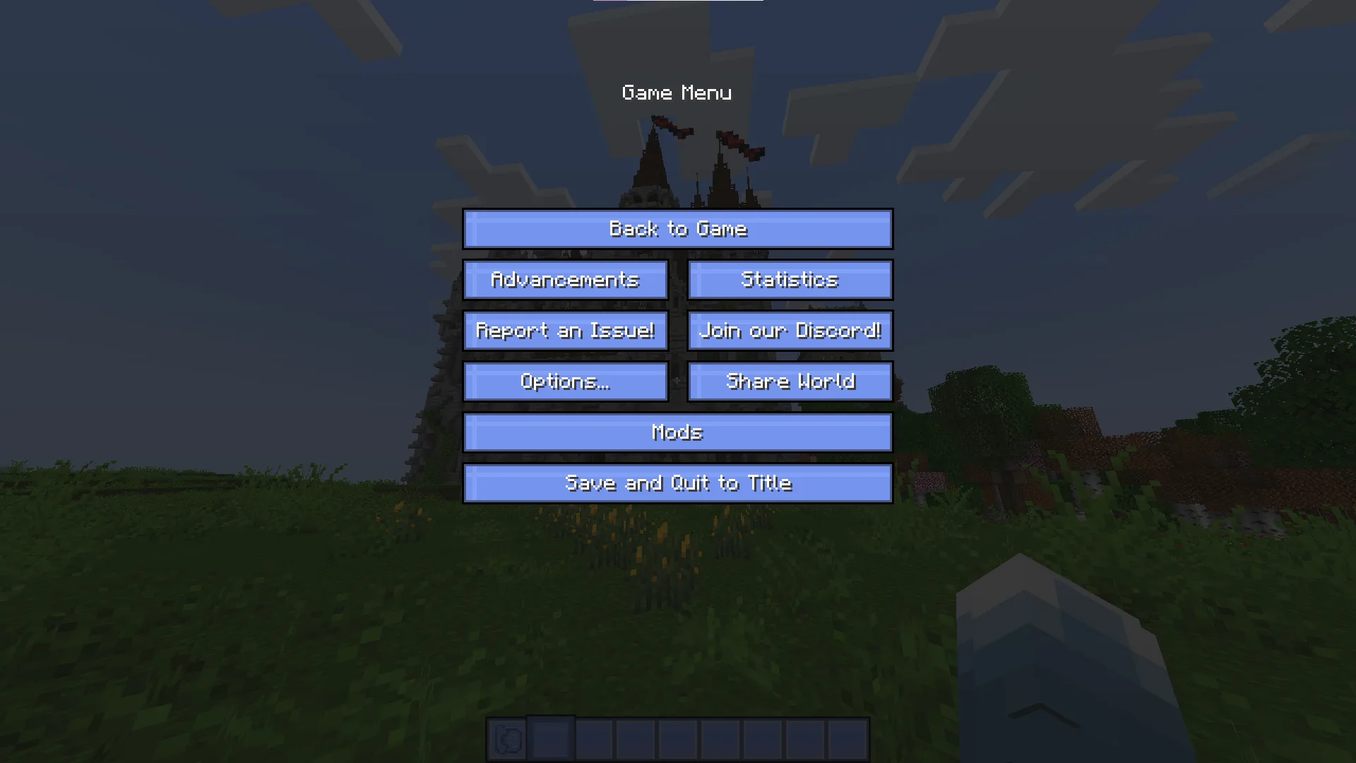 Игровое меню проекта Create UI в Minecraft.
