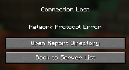 Экран ошибки «Connection Lost» в Minecraft, исправляемый модом Network Protocol Disconnect.