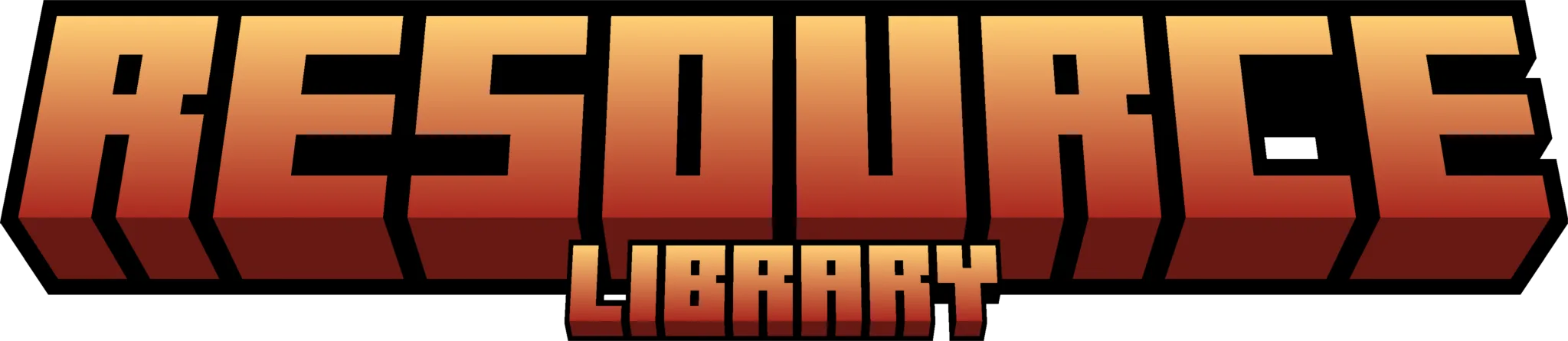 Заголовок проекта Resource Library на фоне интерфейса Minecraft.