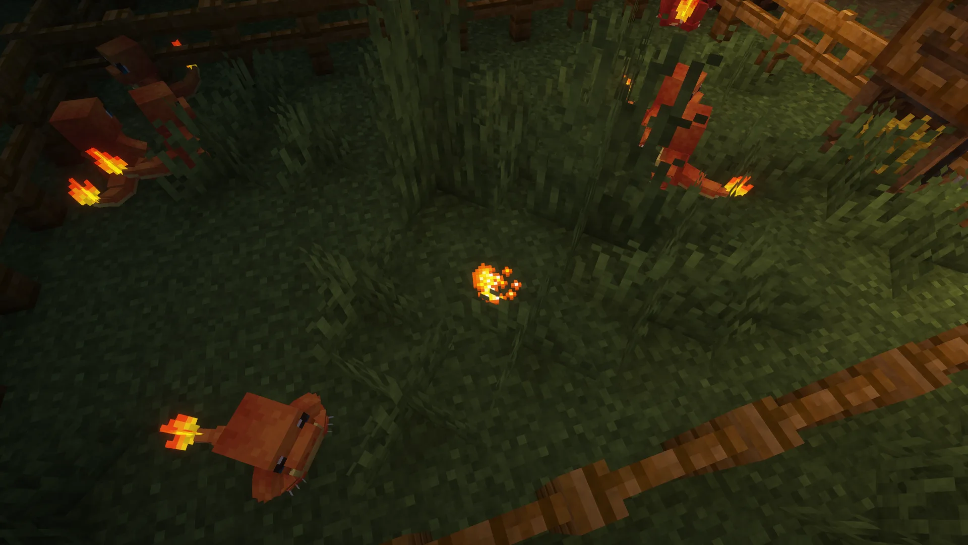 Ферма по добыче огненного порошка из Чармандерров в моде Cobblemon.