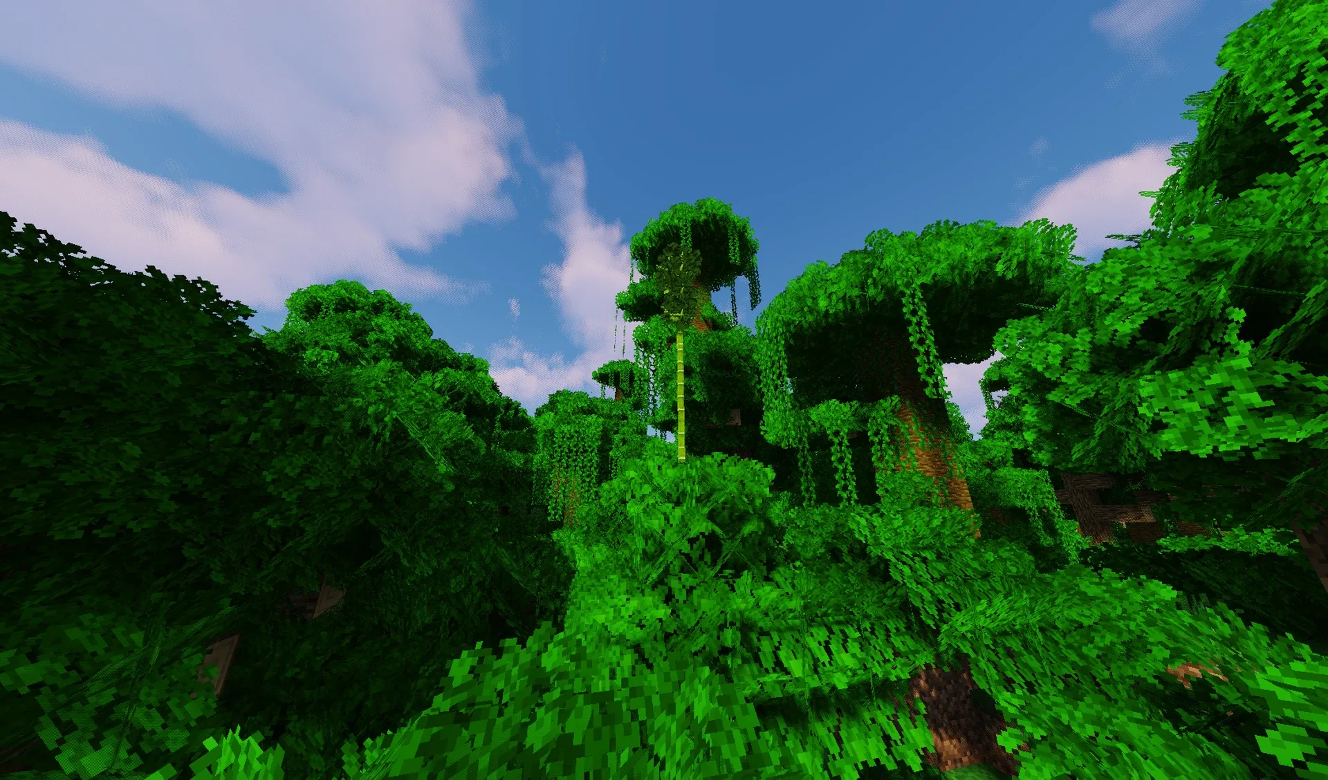 Пышные листья джунглей в Minecraft.