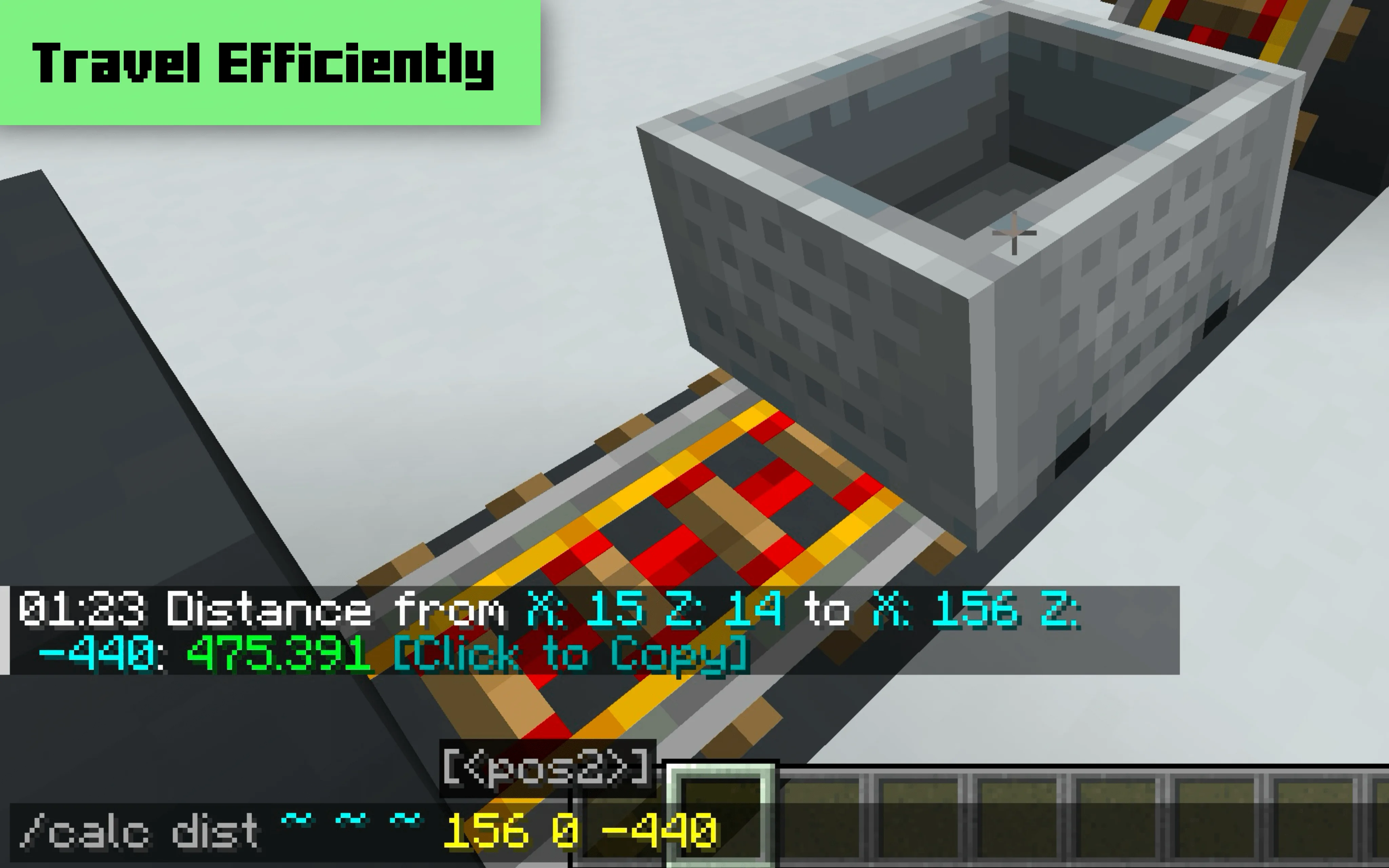 Скриншот интерфейса мода CalcMod для расчета кратчайшего пути перемещения.