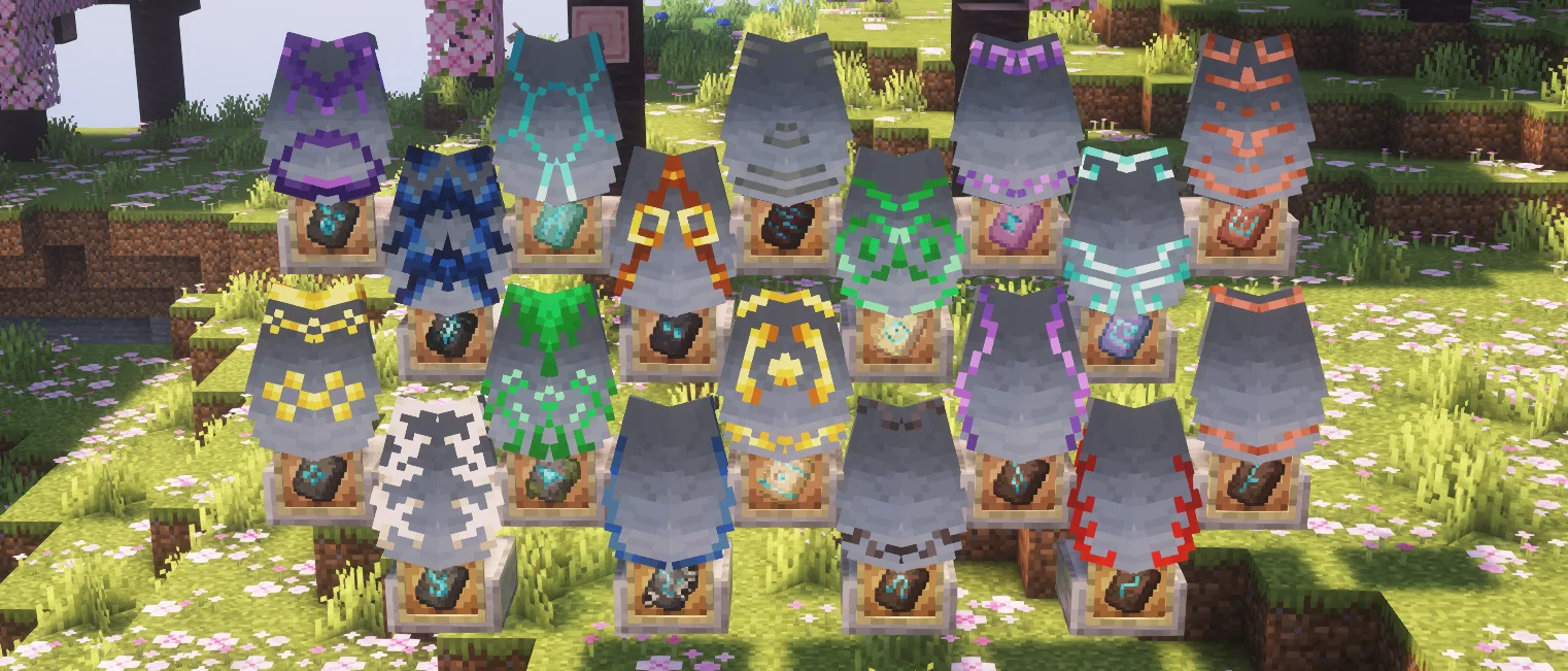 Демонстрация различных вариантов оформления элитр из мода Elytra Trims.