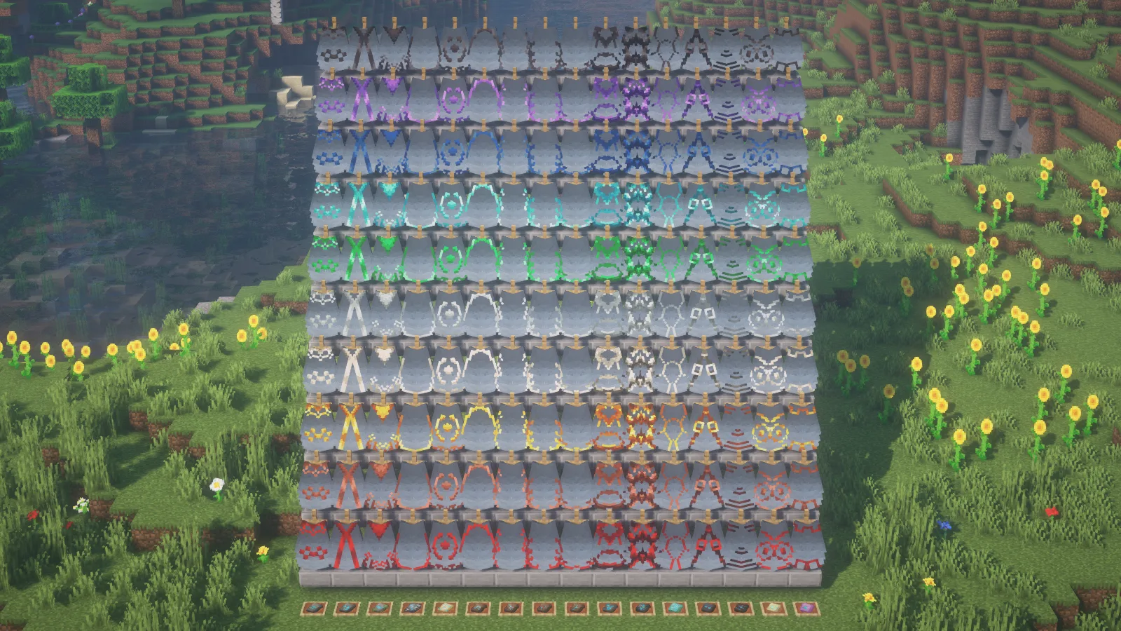 Коллекция всех доступных вариантов отделки для элитр в Minecraft.