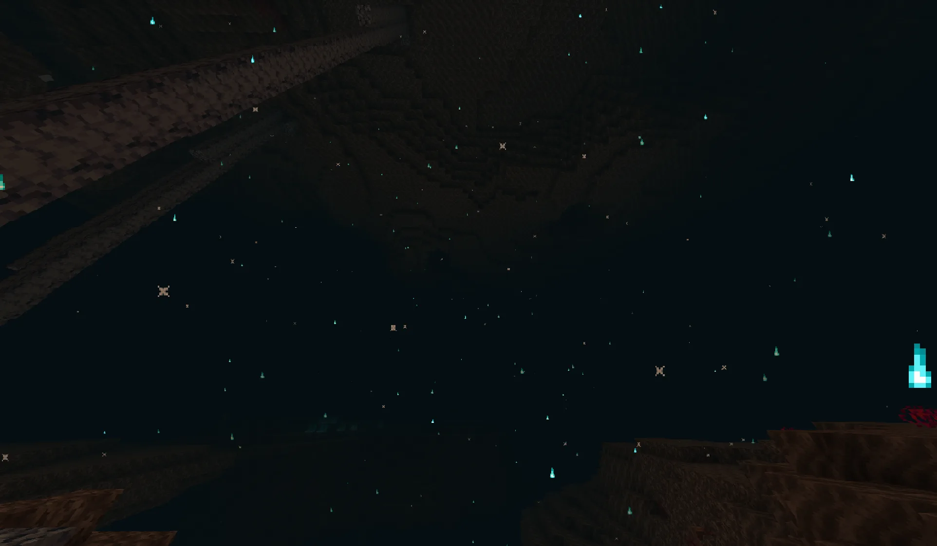 Скриншот с эффектом Soul Heatblast из мода Nether Weather версии 1.1.2.