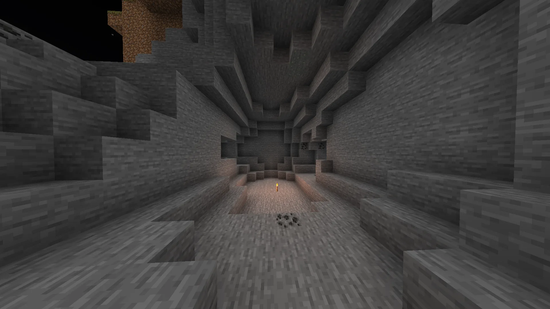 Ночное видение в Minecraft с факелом.