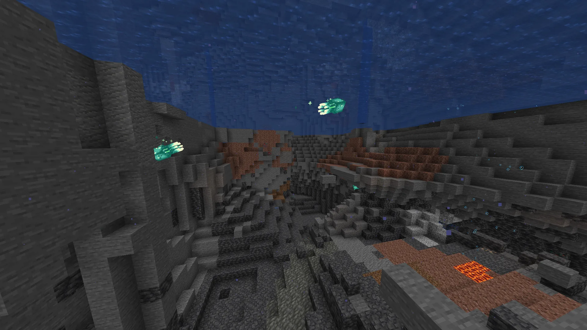 Ночное видение в Minecraft под водой.