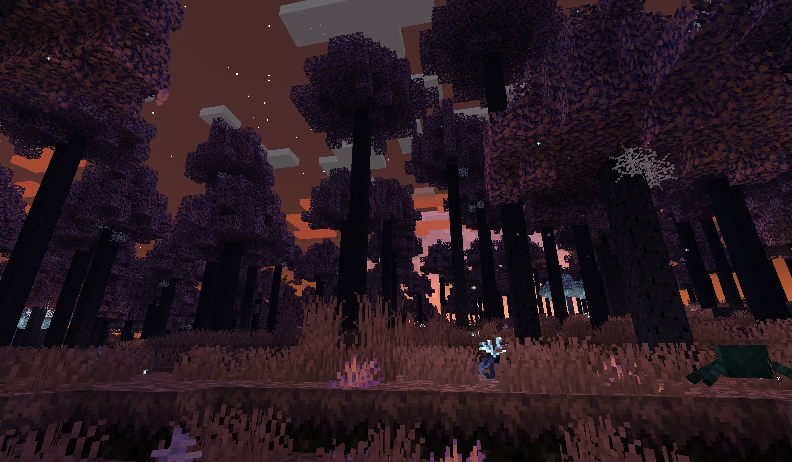 Лес с красной листвой в проекте Eternal Starlight.