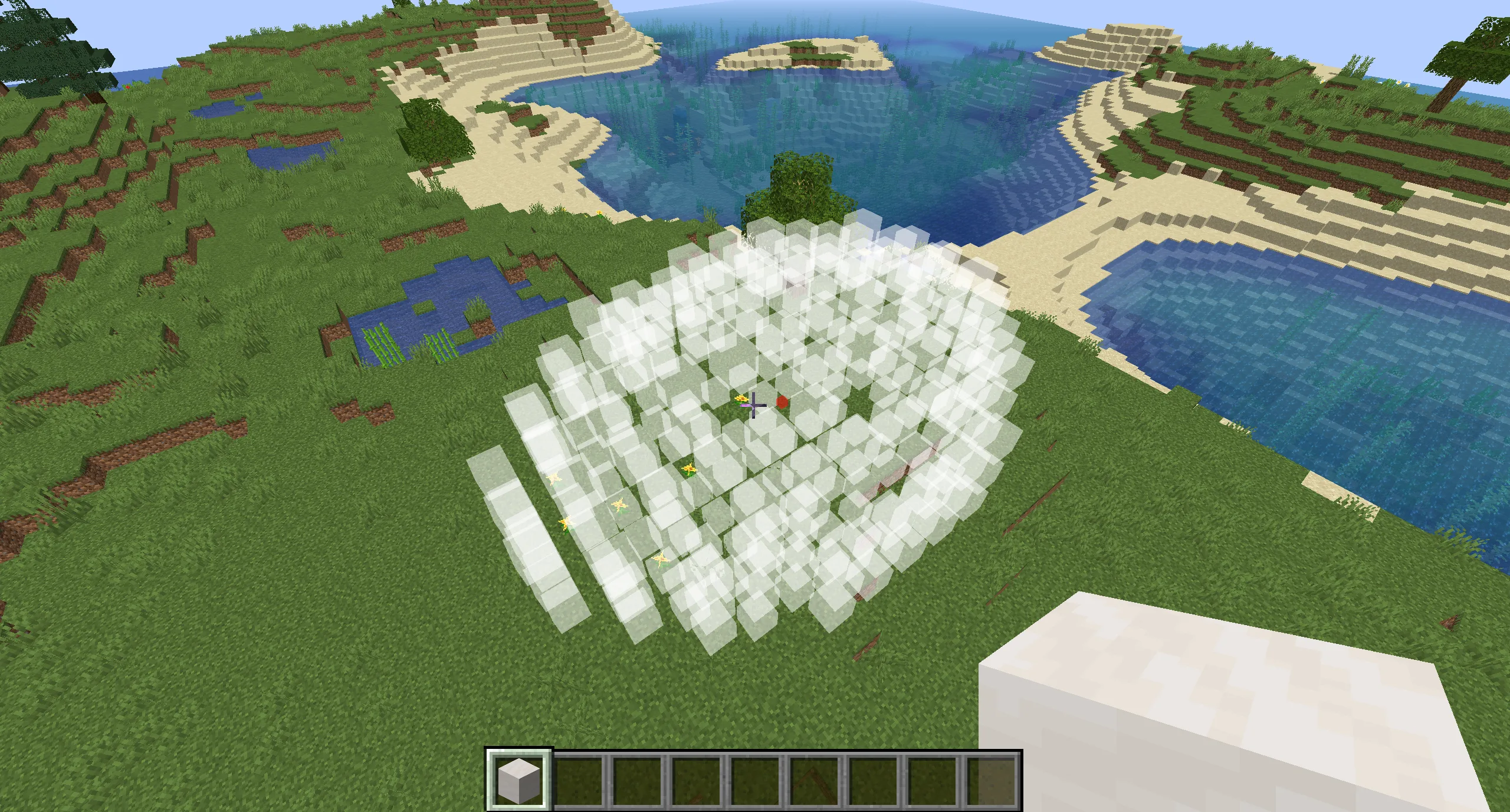 Схема эллипсоида для Minecraft с настройкой полуосей и режима купола.