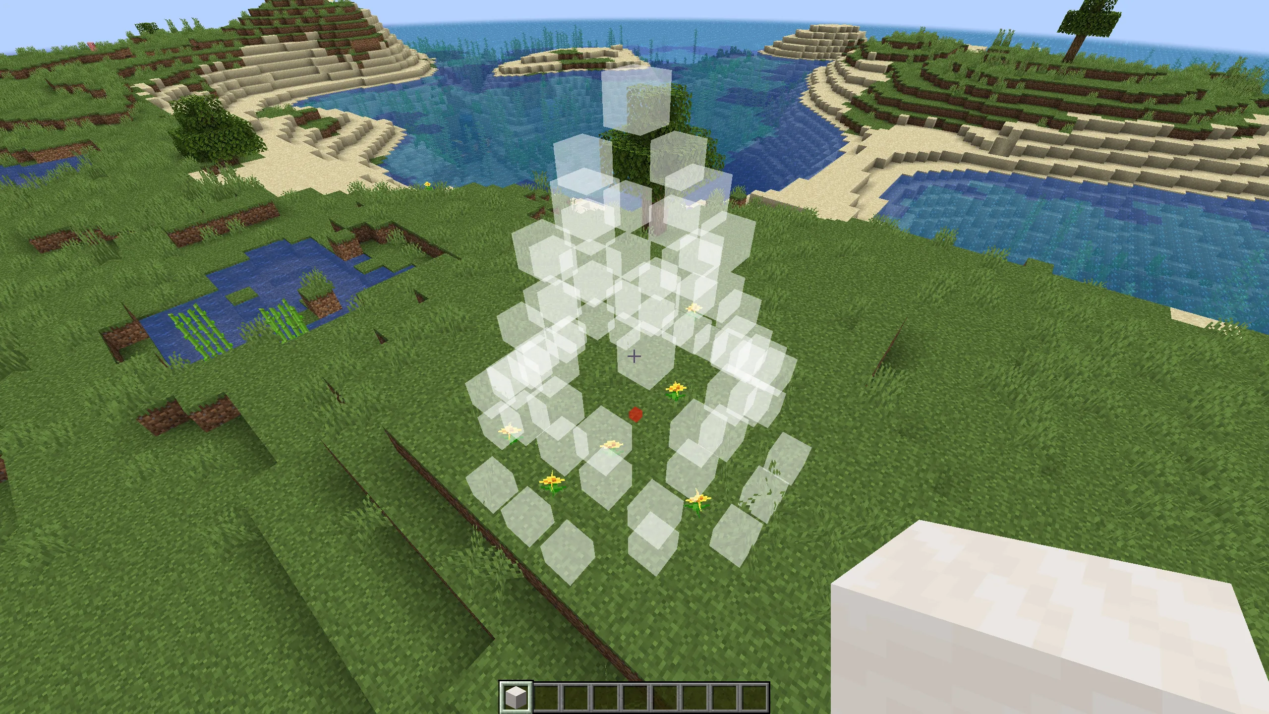 Конус в Minecraft с заданным радиусом и высотой, ориентированный по одной из трех осей.