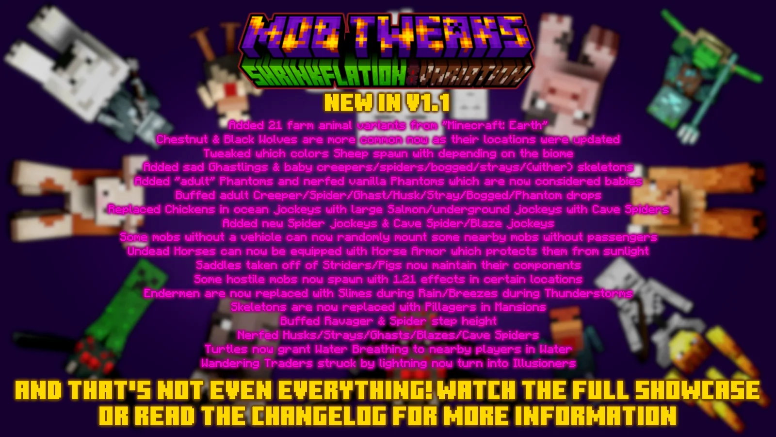 Логотип и рендер мода Mob Tweaks версии 1.1