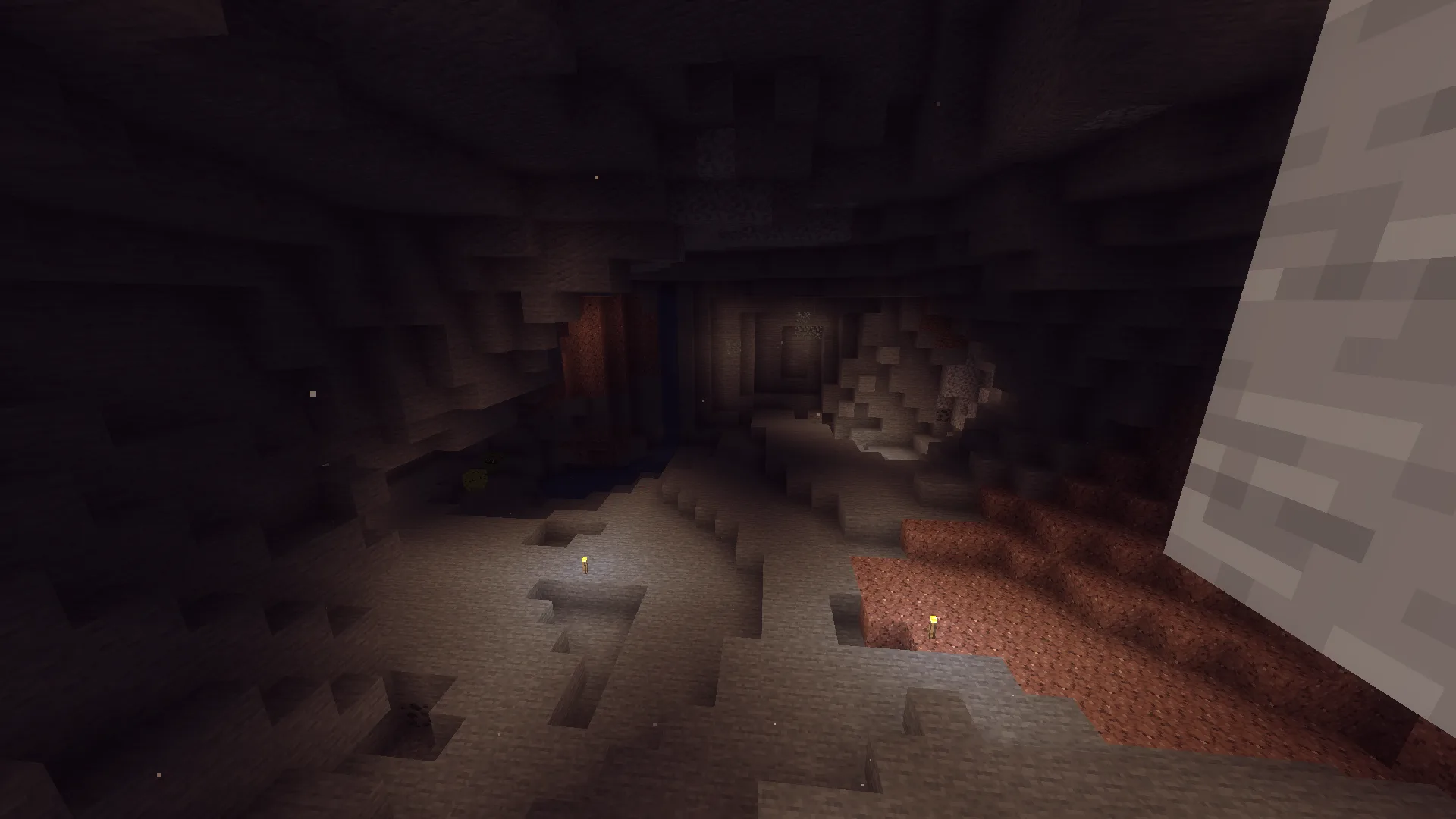 Улучшенное освещение пещеры в Minecraft.