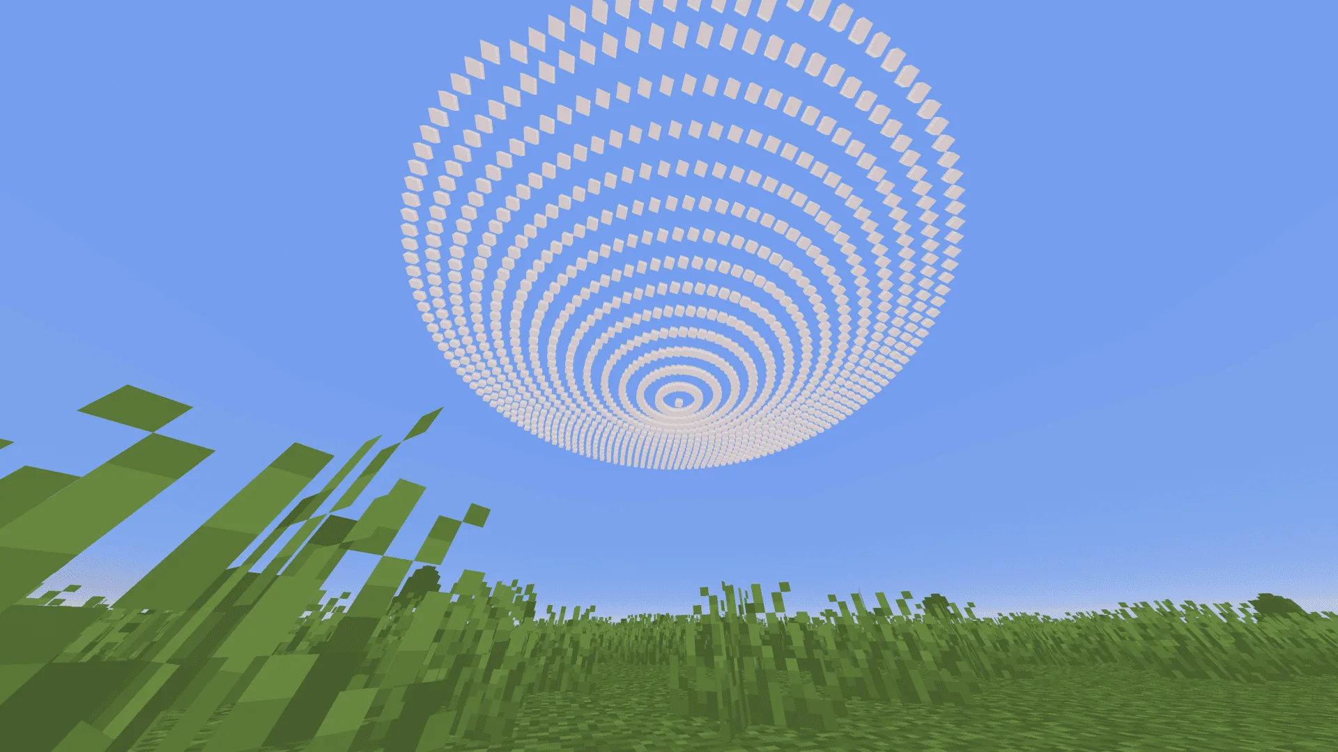 Орбитальная пушка в Minecraft, демонстрирующая эффект ядерного взрыва.